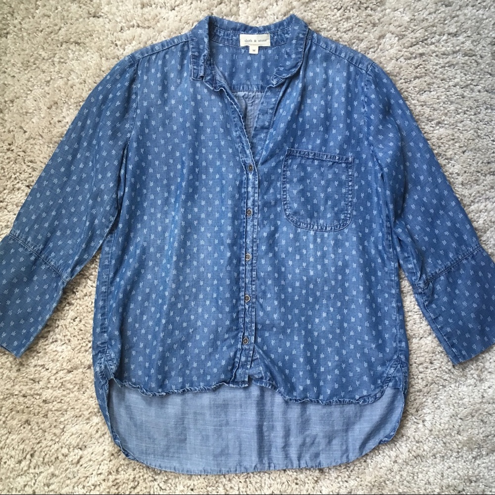 Cloth & Stone Chambray Print Shirt
